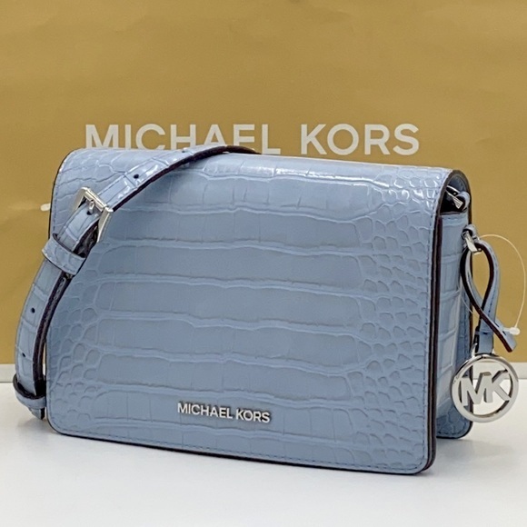 MICHAEL KORS MERCER SMALL CLUTCH XBODY PALE BLUE NWT - Picture 1 of 16